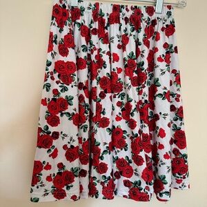Adorable skater skirt with red rose design